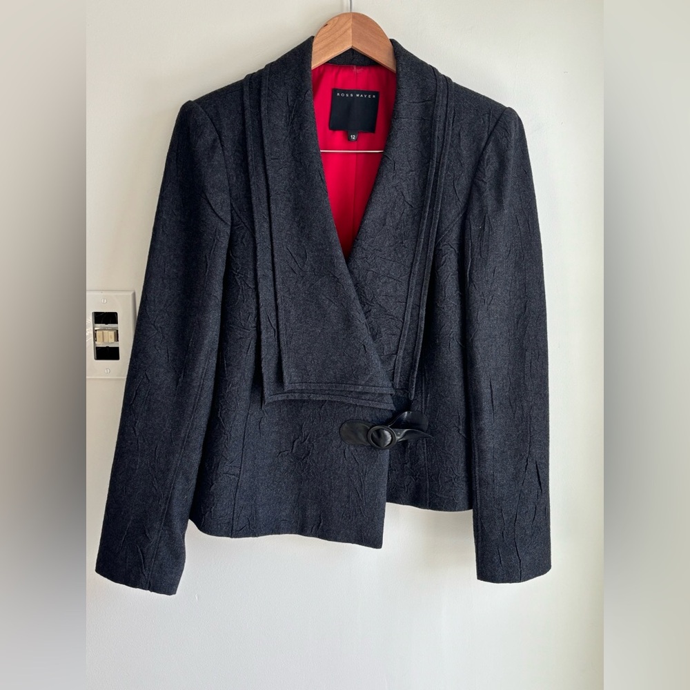 ROSS MAYER Gray Wool Blazer Jacket Size 12